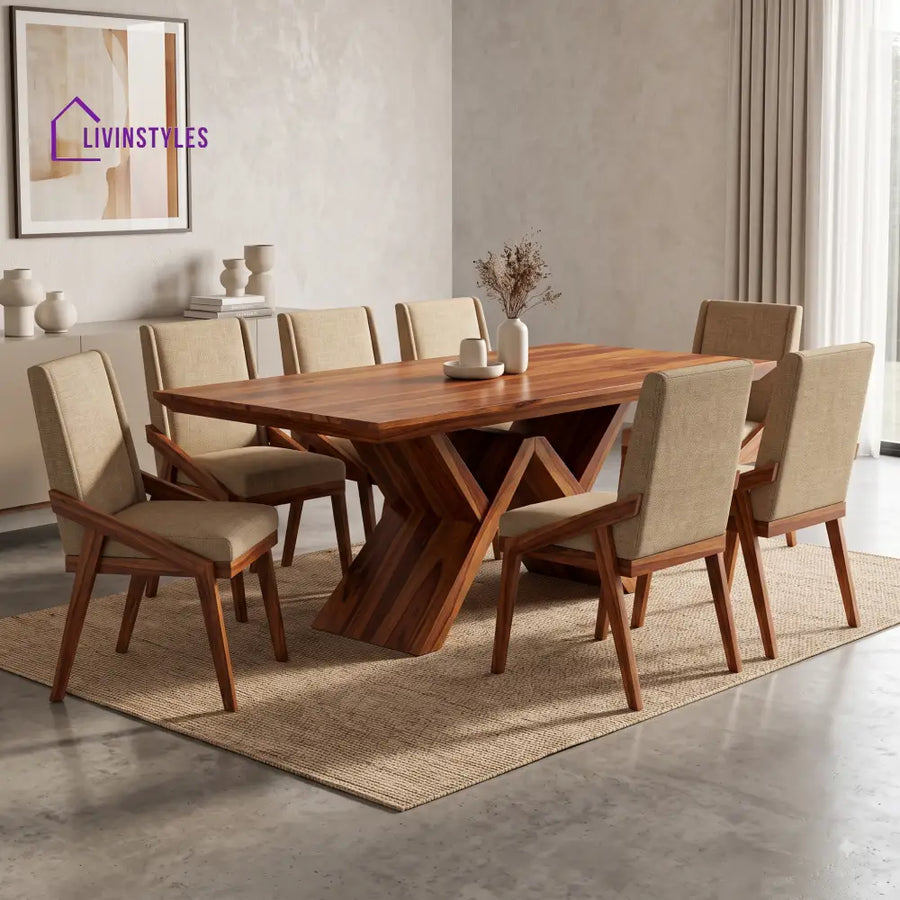 Mahesh Premium Solid Wood 8 Seater Dining Table Set