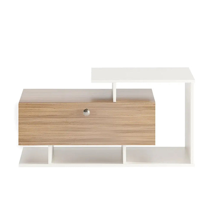 Mahi Stylish Centre Table & Teapoy for Living Room - Exotic Teak and White Coffee Table