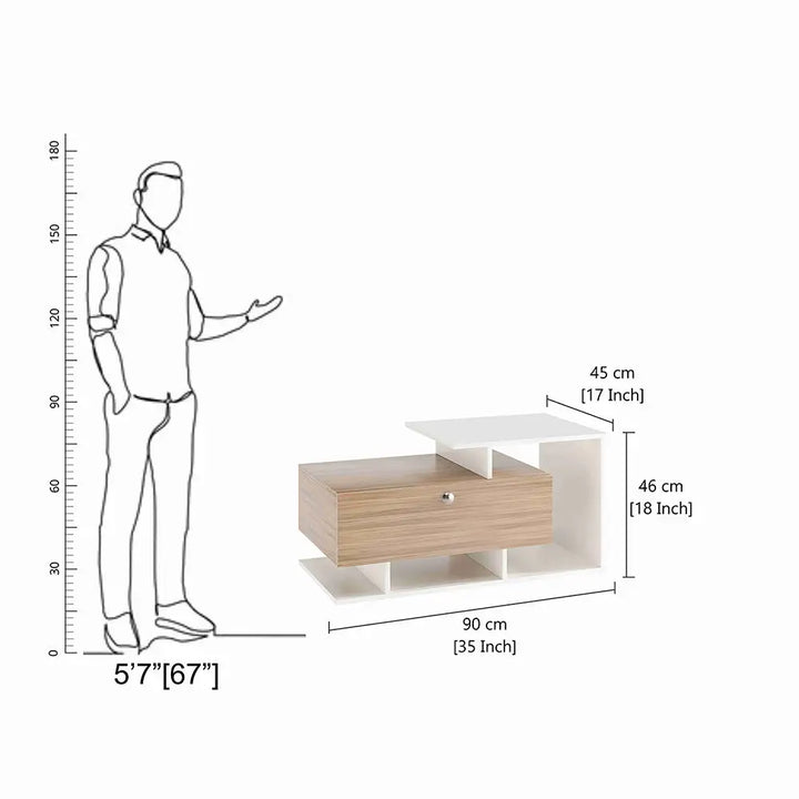 Mahi Stylish Centre Table & Teapoy for Living Room - Exotic Teak and White Coffee Table