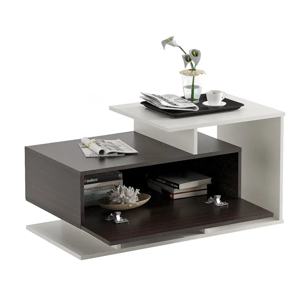 Mahi Stylish Centre Table & Teapoy for Living Room - Wenge and White Coffee Table