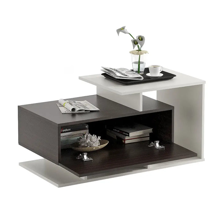 Mahi Stylish Centre Table & Teapoy for Living Room - Wenge and White Coffee Table