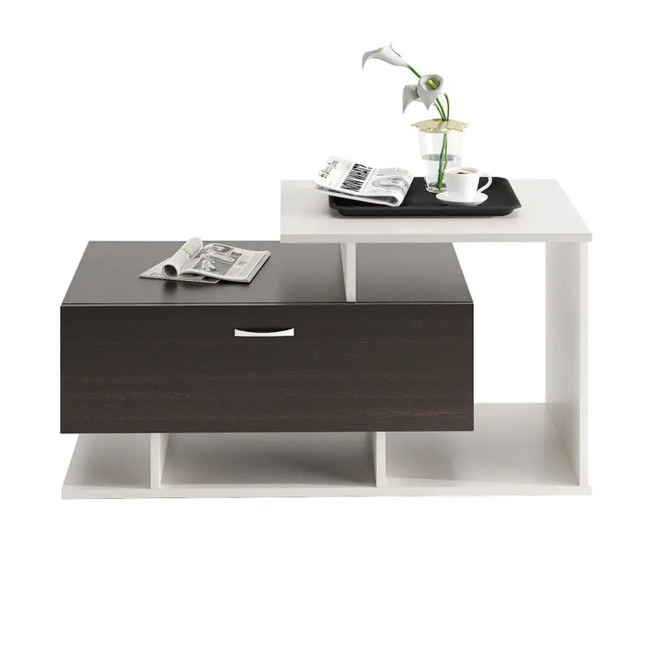 Mahi Stylish Centre Table & Teapoy for Living Room - Wenge and White Coffee Table
