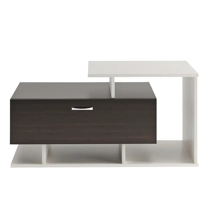 Mahi Stylish Centre Table & Teapoy for Living Room - Wenge and White Coffee Table