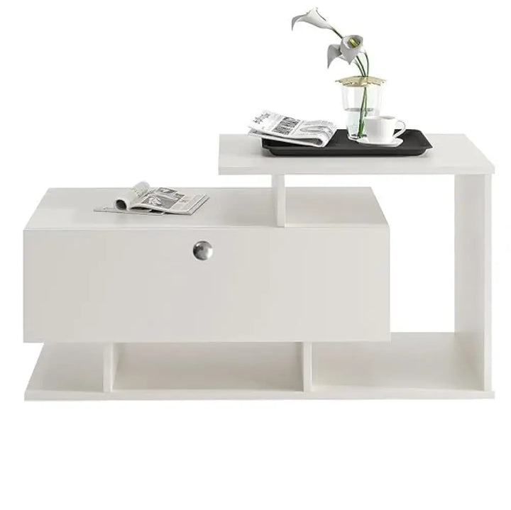 Mahi Stylish Centre Table & Teapoy for Living Room - White