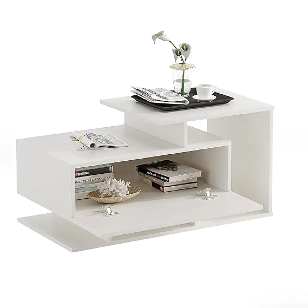 Mahi Stylish Centre Table & Teapoy for Living Room - White