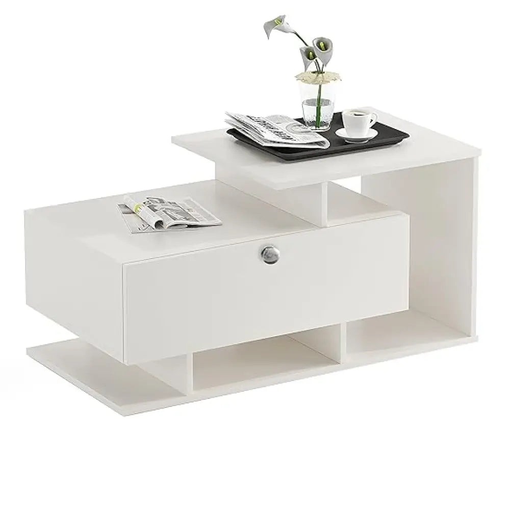 Mahi Stylish Centre Table & Teapoy for Living Room - White