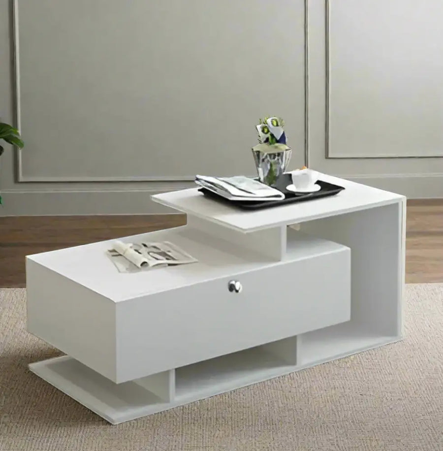 Mahi Stylish Centre Table & Teapoy for Living Room - White