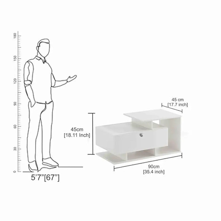 Mahi Stylish Centre Table & Teapoy for Living Room - White
