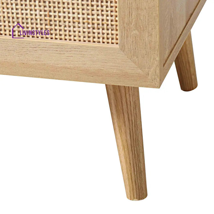 Frances Woven Rattan Storage Bench with Cushion Natural Cabinets & Chests