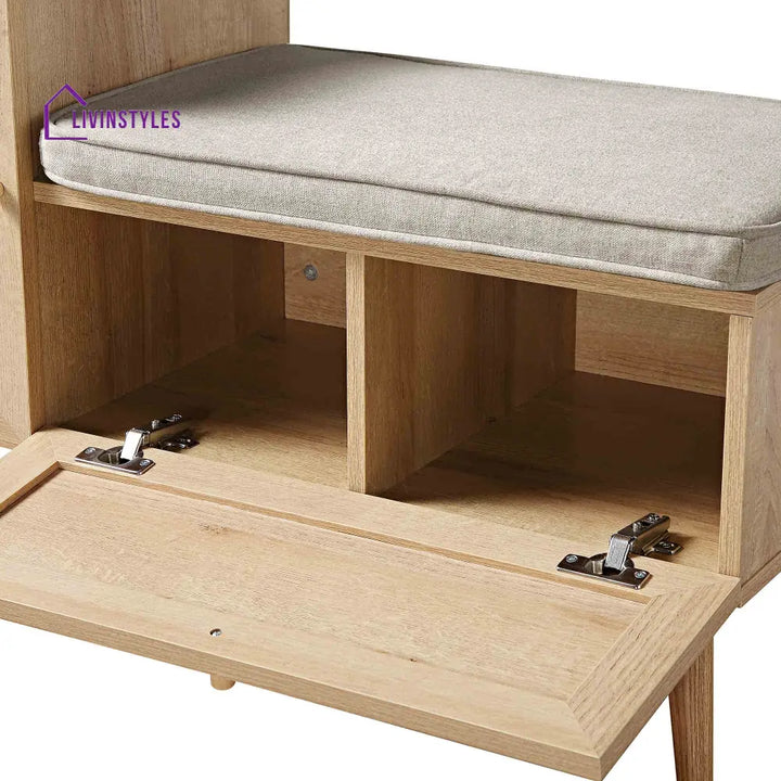 Frances Woven Rattan Storage Bench with Cushion Natural Cabinets & Chests
