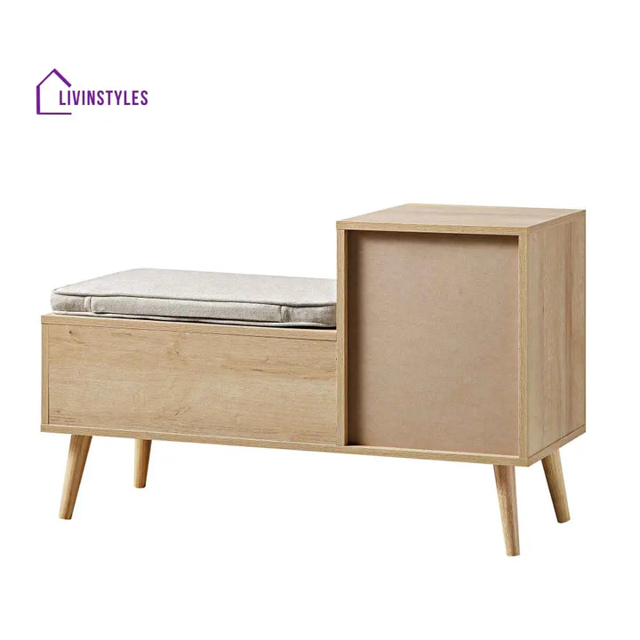 Frances Woven Rattan Storage Bench with Cushion Natural Cabinets & Chests
