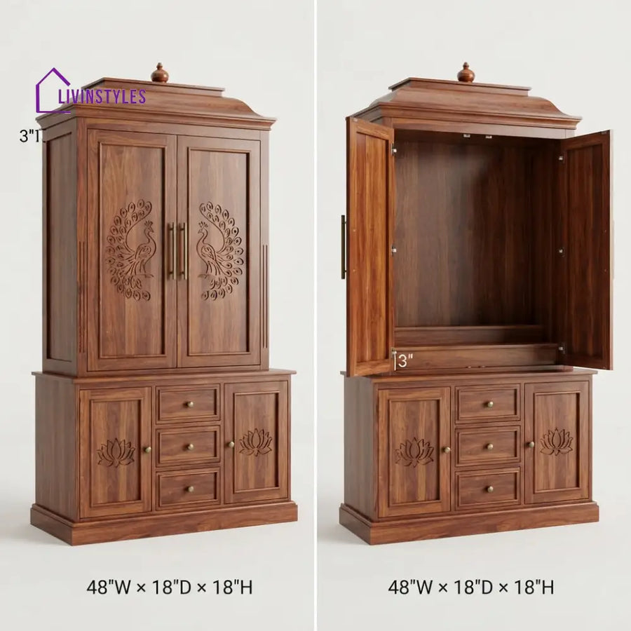 Mahika Premium Solid Wood Home Temple | Pooja Mandir for Home