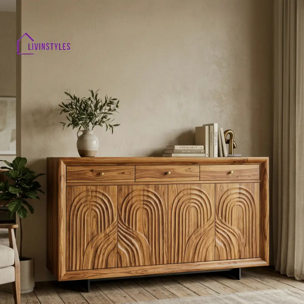 Mahina Sheesham Wood Cabinet and Sideboard (Honey Finish)