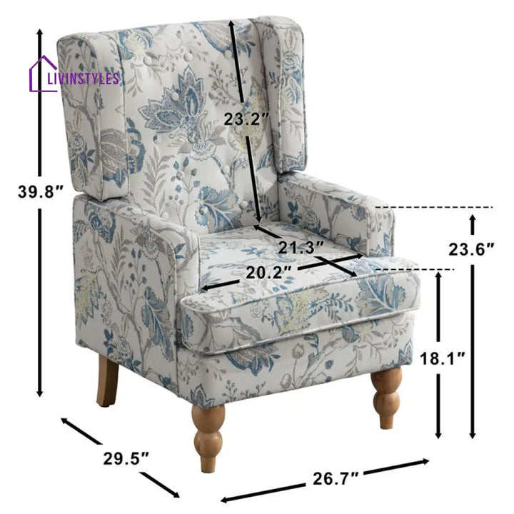 Mahira Solid Wood and Fabric Arm Chair | Living Room Chair | Lounge Chair