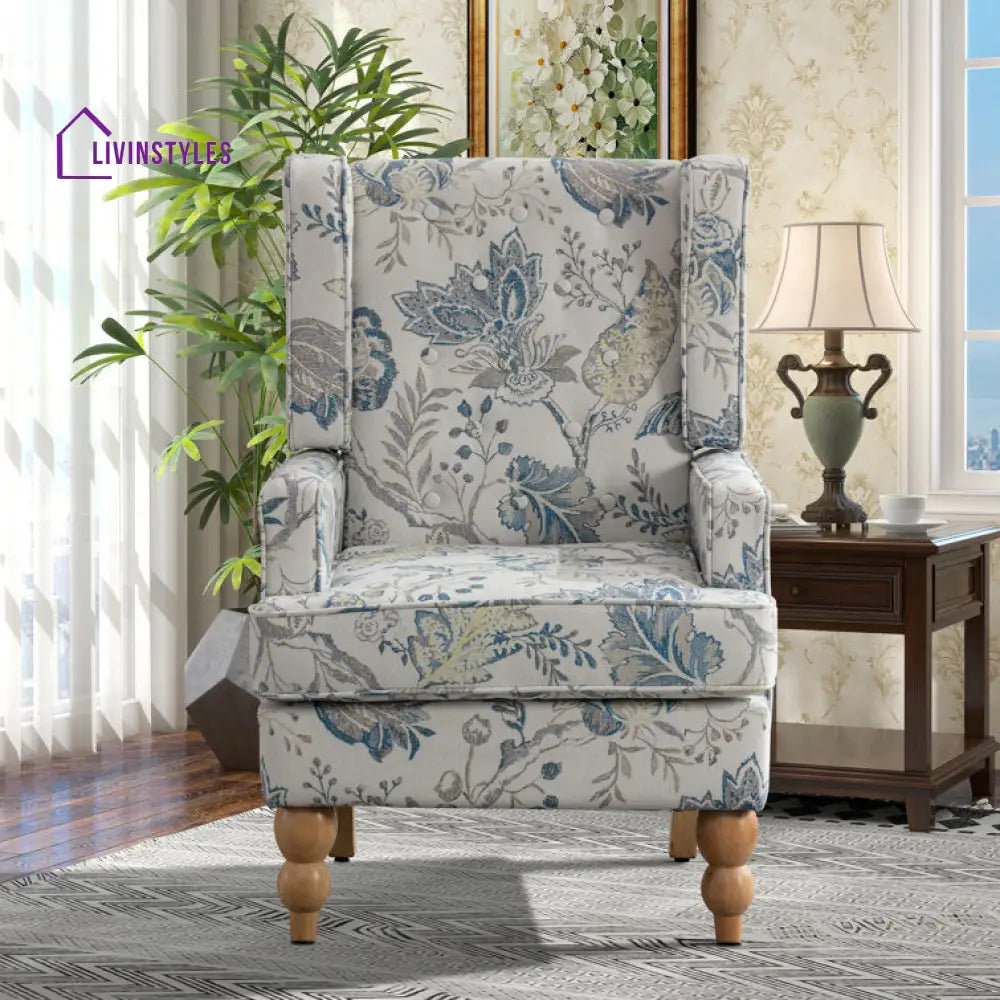 Mahira Solid Wood and Fabric Arm Chair | Living Room Chair | Lounge Chair