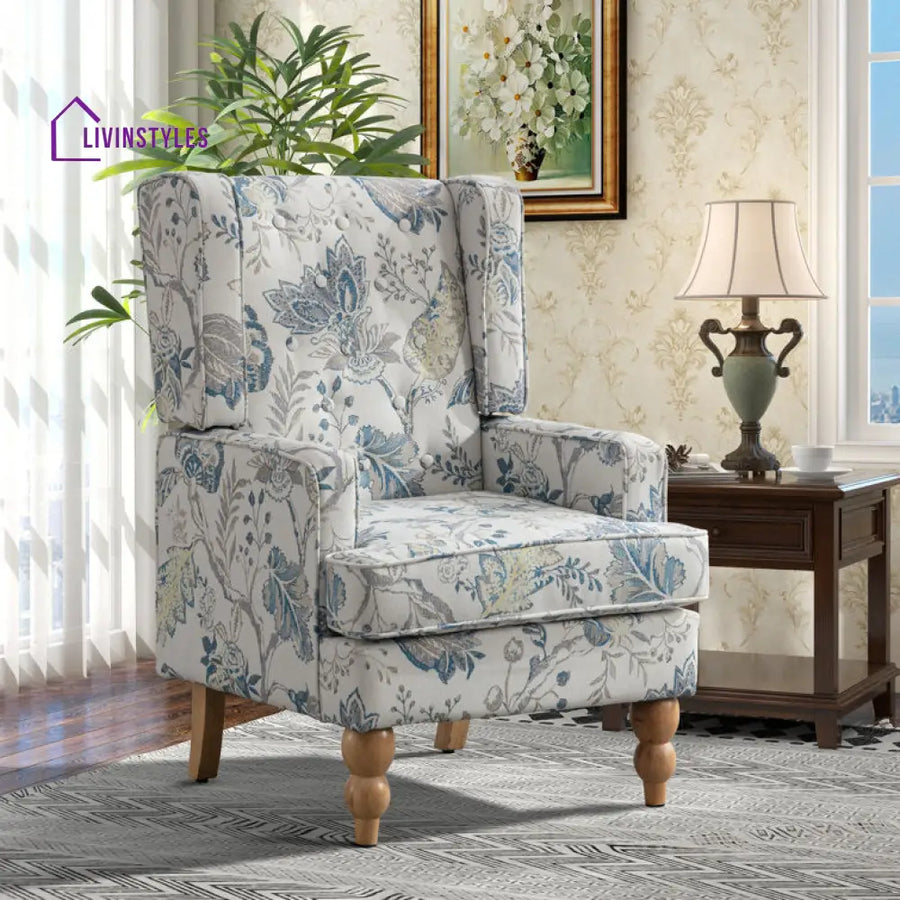 Mahira Solid Wood and Fabric Arm Chair | Living Room Chair | Lounge Chair