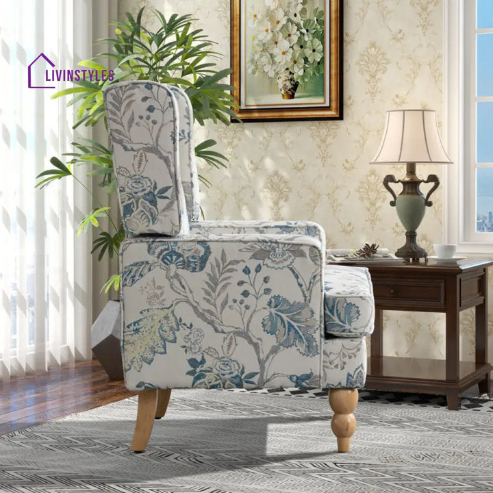 Mahira Solid Wood and Fabric Arm Chair | Living Room Chair | Lounge Chair