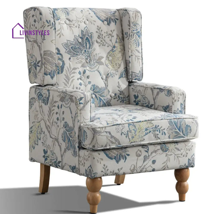 Mahira Solid Wood and Fabric Arm Chair | Living Room Chair | Lounge Chair