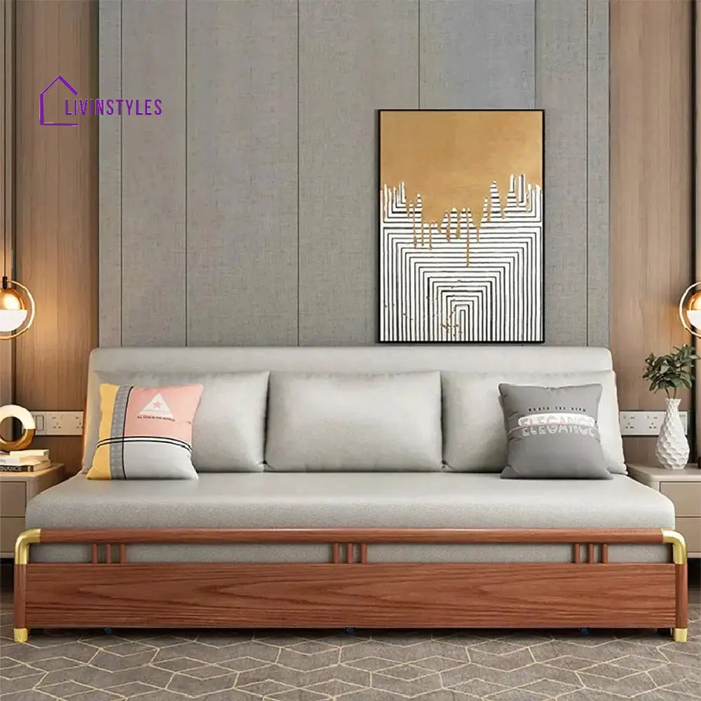 Mahira Solid Wood Sofa Come Bed for Living Room