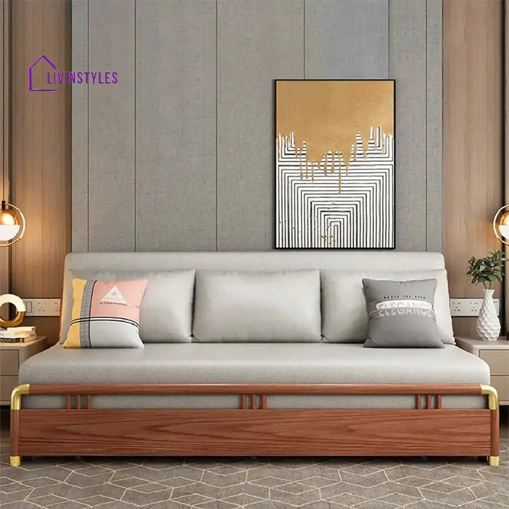 Mahira Solid Wood Sofa Come Bed for Living Room