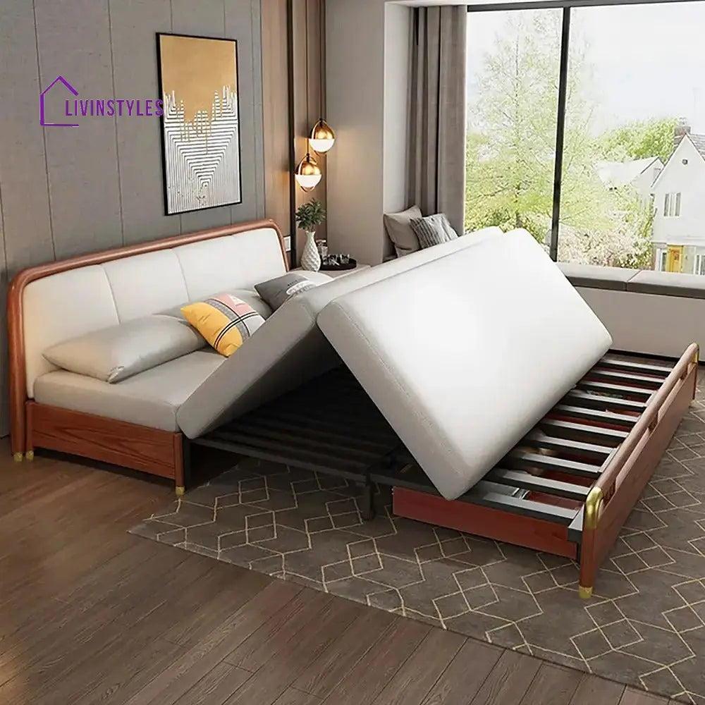 Mahira Solid Wood Sofa Come Bed for Living Room