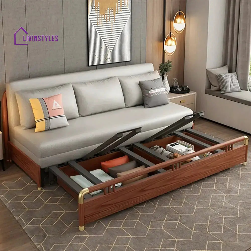 Mahira Solid Wood Sofa Come Bed for Living Room