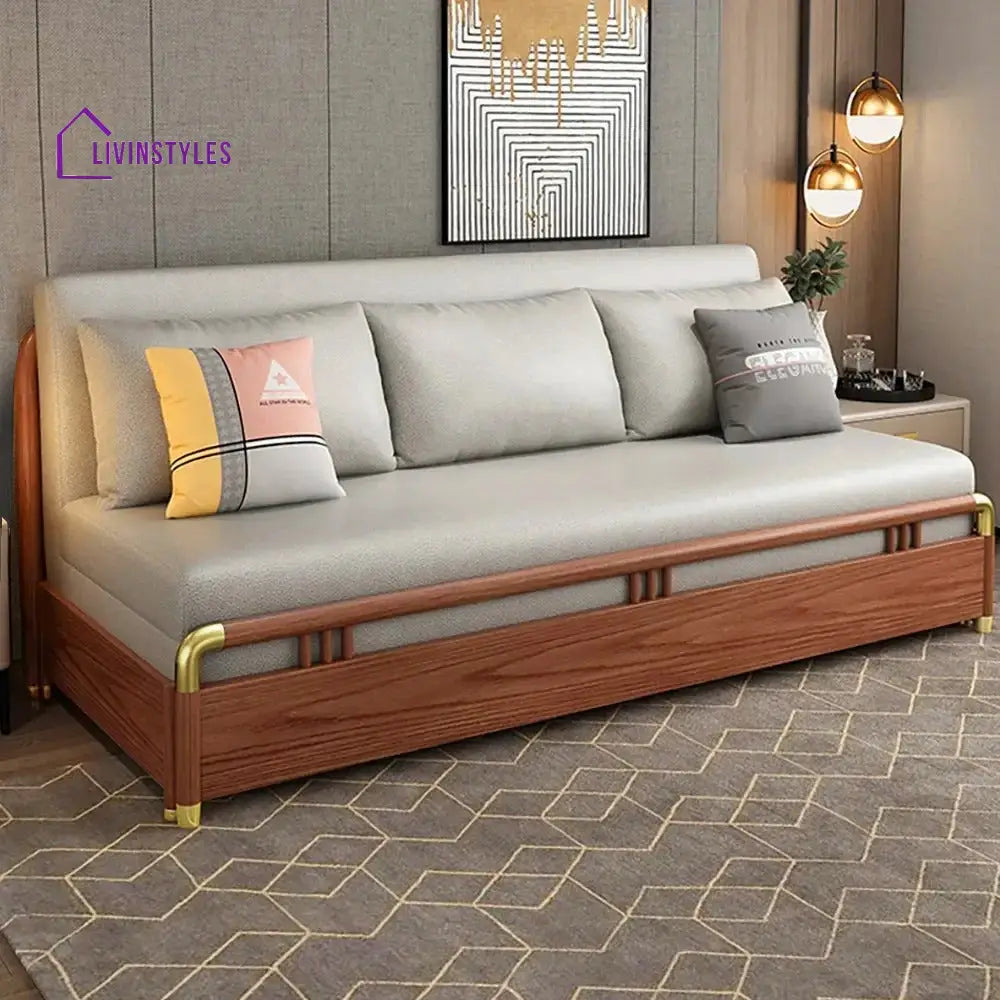 Mahira Solid Wood Sofa Come Bed for Living Room