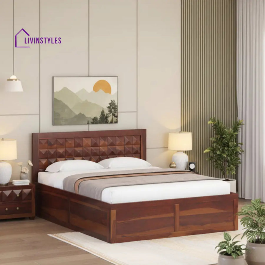 Mai Box Storage Bed in Sheesham Wood - King Size