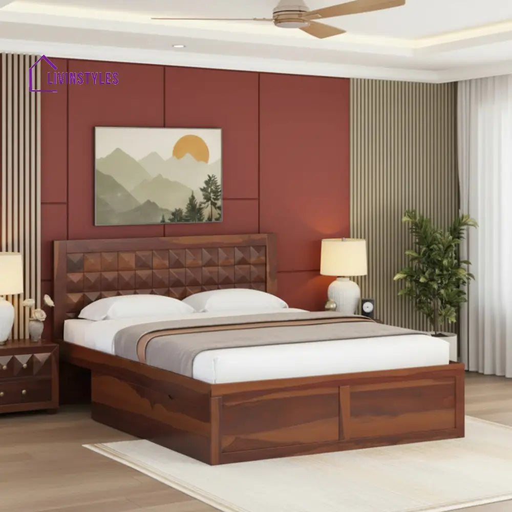 Mai Drawer Bed in Sheesham Wood - King Size