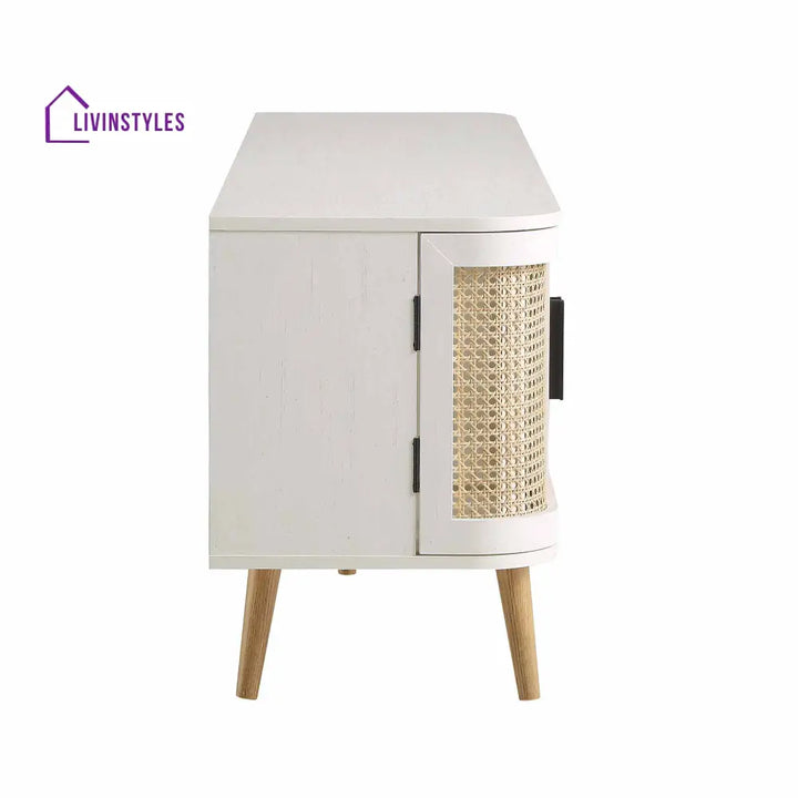 Izzy Curved Rattan 160cm Wide TV Unit White TV Stands & Media Storage