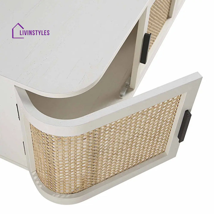 Izzy Curved Rattan 160cm Wide TV Unit White TV Stands & Media Storage