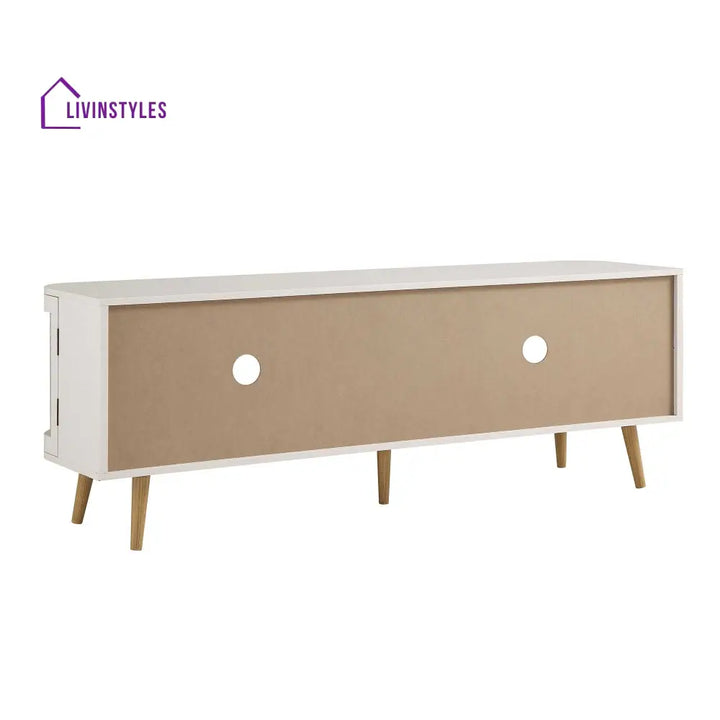 Izzy Curved Rattan 160cm Wide TV Unit White TV Stands & Media Storage