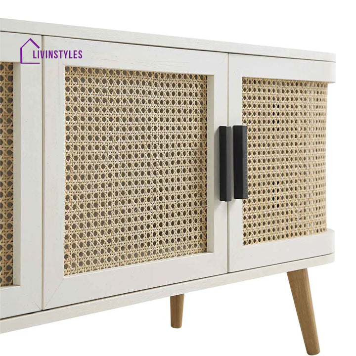 Izzy Curved Rattan 160cm Wide TV Unit White TV Stands & Media Storage