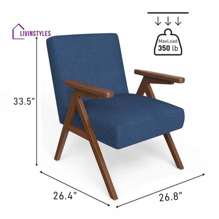 Maisha Solid Wood and Fabric Arm Chair | Living Room Chair | Lounge Chair