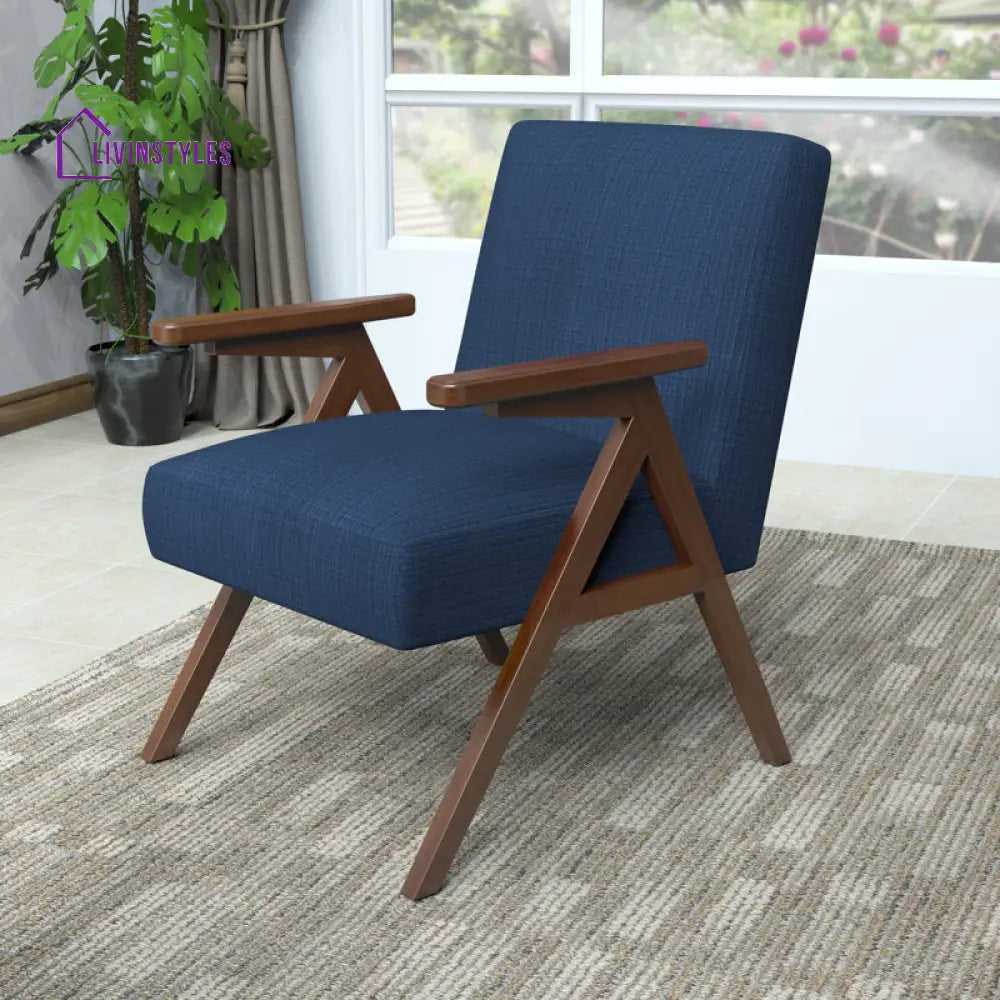 Maisha Solid Wood and Fabric Arm Chair | Living Room Chair | Lounge Chair