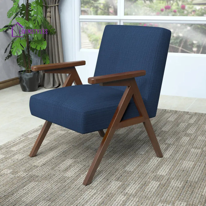 Maisha Solid Wood and Fabric Arm Chair | Living Room Chair | Lounge Chair