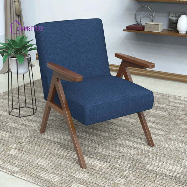 Maisha Solid Wood and Fabric Arm Chair | Living Room Chair | Lounge Chair