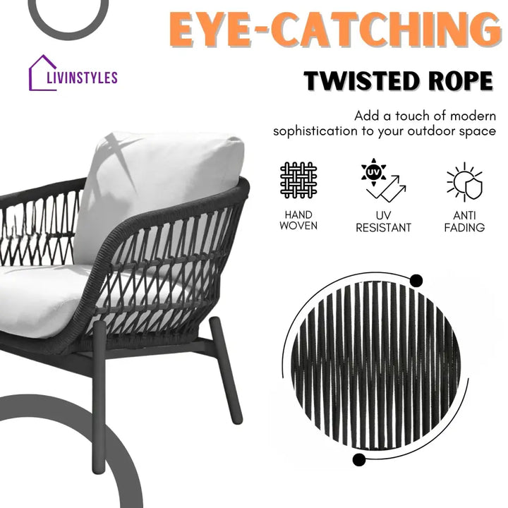 Maitreyi Outdoor 4 Seater Rope Conversation Sofa Set - Sofa Set