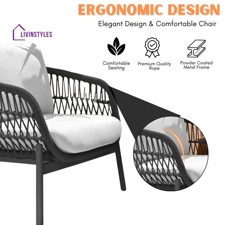 Maitreyi Outdoor 4 Seater Rope Conversation Sofa Set - Sofa Set