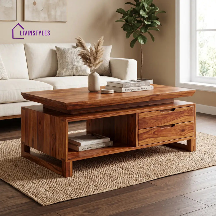 Maïwenn Wooden Coffee Table for Living Room | Tea Table | Teapoy | Center table