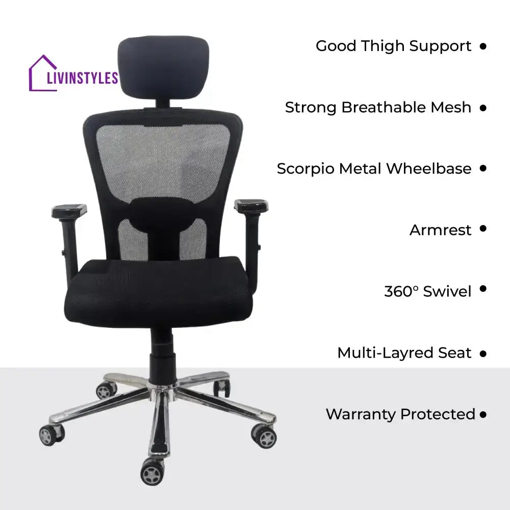Majesty Black Jazz High Back Ergonomic Chair with Scorpio Base