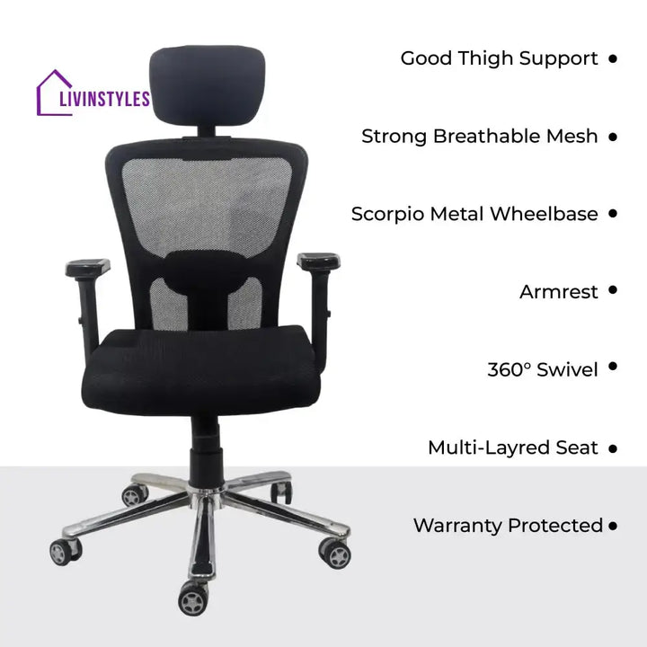 Majesty Black Jazz High Back Ergonomic Chair with Scorpio Base