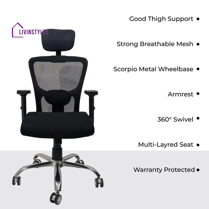 Majesty Black Jazz High Back Ergonomic Executive Office Chair | Spider Base
