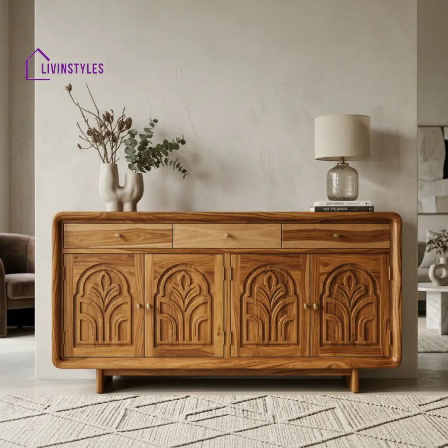 Mako Sheesham Wood Cabinet and Sideboard (Honey Finish)