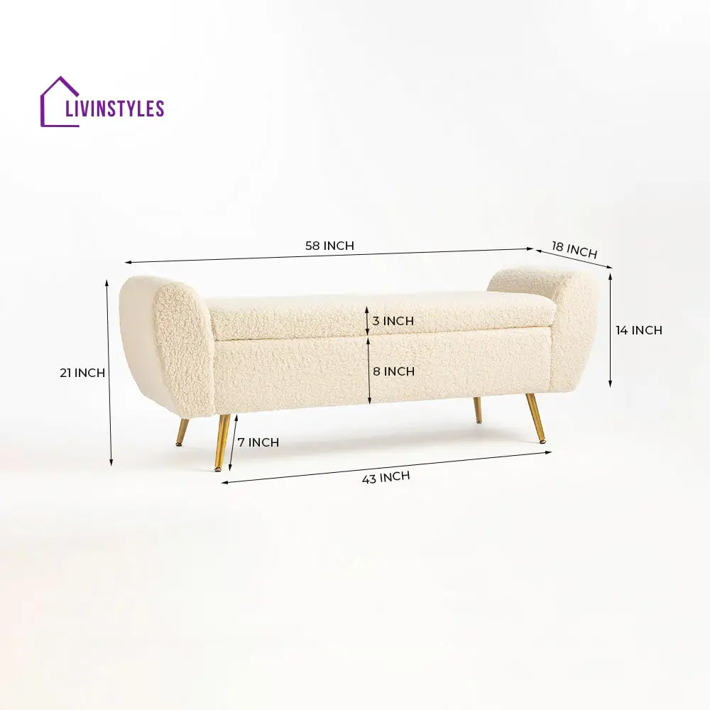 Maksym Boucle Fabric Bench Bench