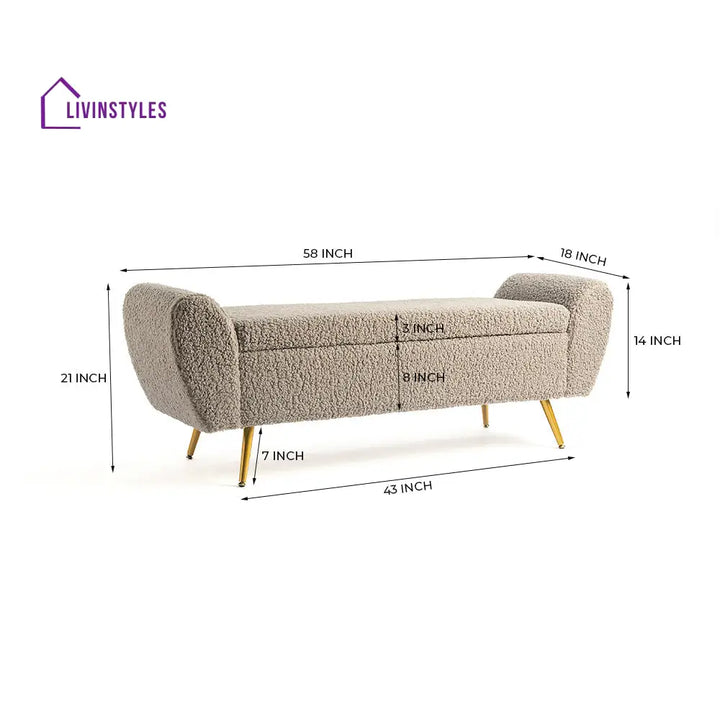 Maksym Boucle Fabric Bench Bench