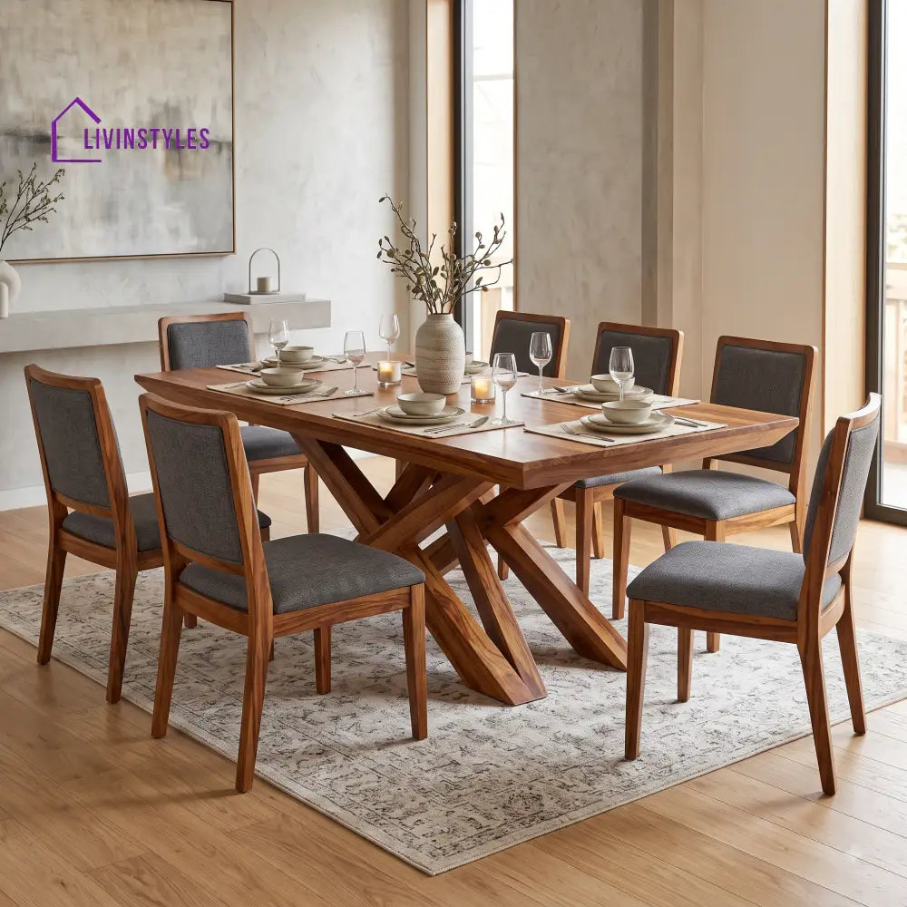 Malav Premium Solid Wood 8 Seater Dining Table Set