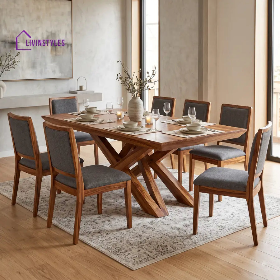 Malav Premium Solid Wood 8 Seater Dining Table Set