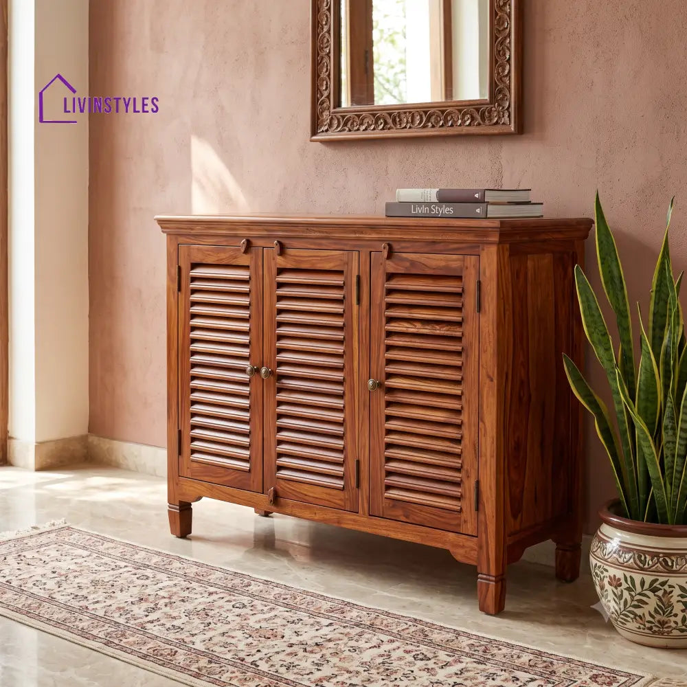 Malavika Sheesham Wood Shoe Rack | Wooden Shoe Cabinet