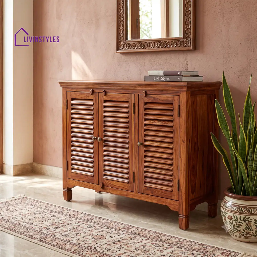 Malavika Sheesham Wood Shoe Rack | Wooden Shoe Cabinet